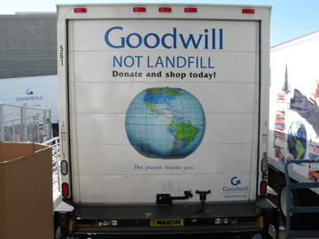 goodwill not landfill on Goodwill truck