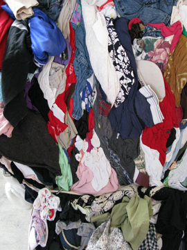a bale of clothing are ready for the scrap/rag trade